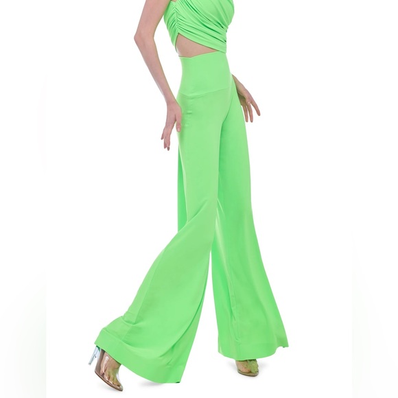 Norma Kamali ELEPHANT gaucho PANT neon green XL - Picture 1 of 6